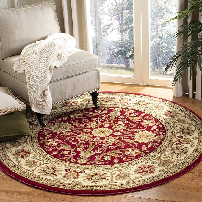 SAFAVIEH Lyndhurst Collection 3'3" Round Red / Ivory LNH212F Traditional by Unknown