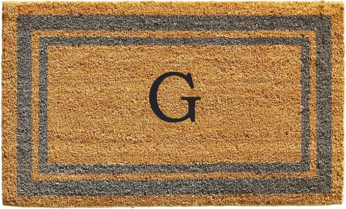 Calloway Mills 153021830G Periwinkle Border 18" x 30" Monogram Doormat by Callowaymills