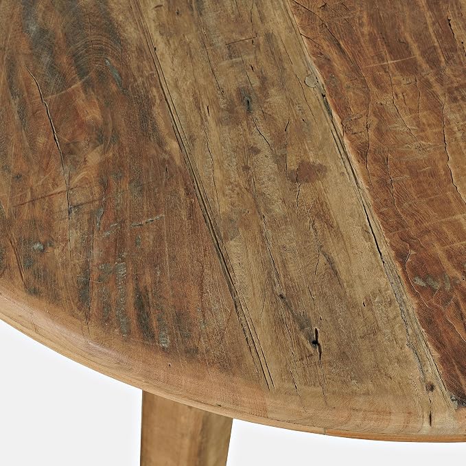 Jofran Reclamation 42" Rustic Reclaimed Solid Wood Round Dining Table - Image 4