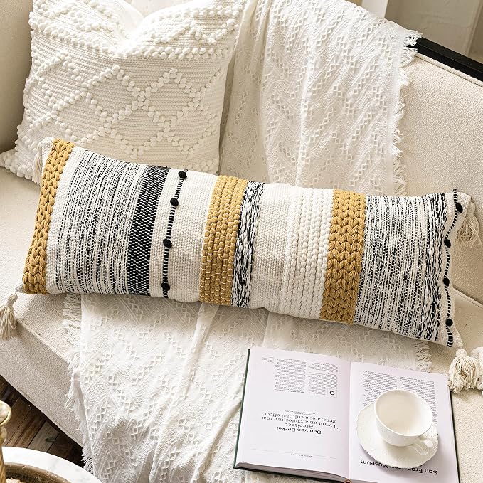 Decorative Lumbar Throw Pillow Cover 14x36 Boho Long Cushion - Image 4