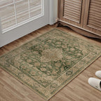 2x3 Green Retro Floral Washable Area Rug by HUGEAR