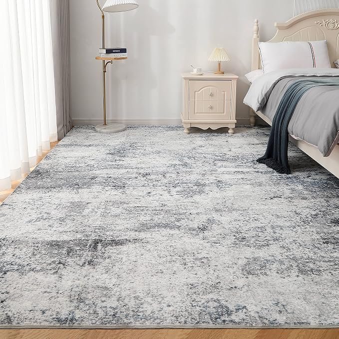 8x10 Area Rugs for Living Room Washable Bedroom Dining Room Blue Grey | Modern - Image 9