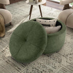 Furniture of America Lennox Modern Chenille 29-inch Round Storage Ottoman - Image 3