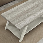 Roundhill Furniture Athens Contemporary 3-Piece Wood Shelf Coffee Table Set - Image 6