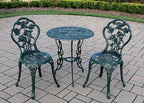 Oakland Living Cast Aluminum Conversation Set Metal Antique Green 3 Piece Patio - Image 2