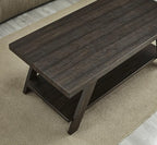 Roundhill Furniture Athens Contemporary 3-Piece Wood Shelf Coffee Table Set - Image 6