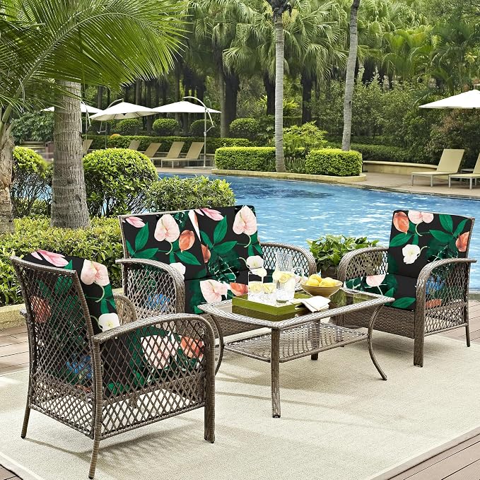 8Pcs Outdoor Cushion Covers, Elastic Patio Cushion Covers | Washable, - Image 4