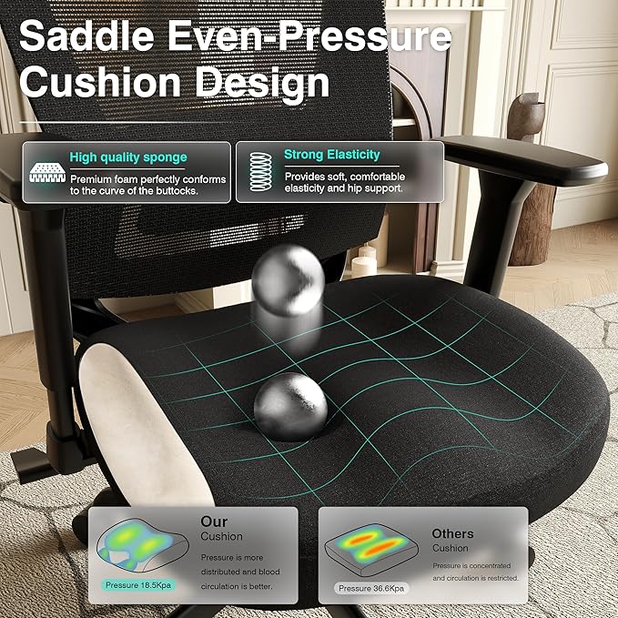 ELABEST Mesh Office Chair, Ergonomic Computer Desk Chair, Sturdy Task Chair- - Image 3