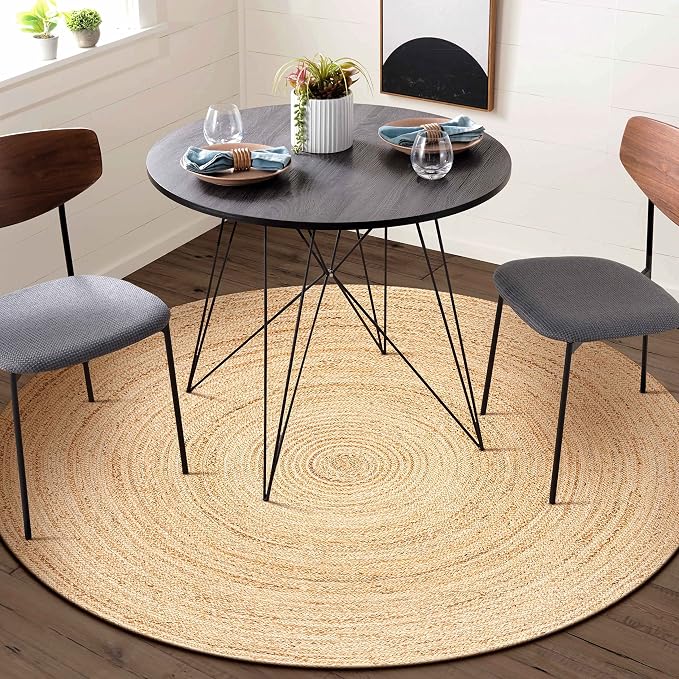 Hausattire Jute Braided Round Rug, 5 ft | 100% natural jute, hand woven - Image 5