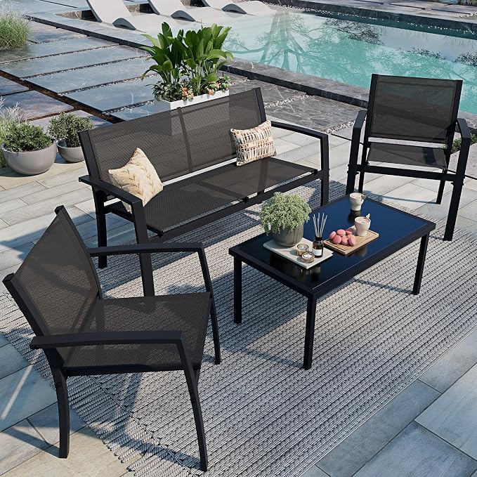 Shintenchi 4 Pieces Patio Furniture Set All Weather Textile Fabric Outdoor by Shintenchi%7CFurnitureMadeforRealLife