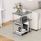 Tempered Glass Side Tables Set of 2 Acrylic End Table - Image 4