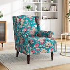 Pia Ricco Set of 2 Floral Accent Chairs, High Back Upholstered Armchairs - Image 7