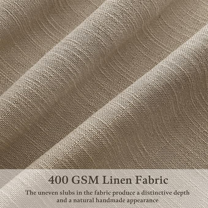 Camel Tan Linen Pleated Semi Sheer Privacy Back Tab Curtains 102 Inch Long | - Image 2