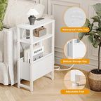 Narrow Side Table with Charging Station Slim End Table Sofa with Magazine Rack - Image 6