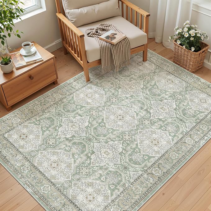 Soalmost 4x6 Area Rug for Living Room, Washable Rugs Non-Slip, Thin Foldable - Image 4