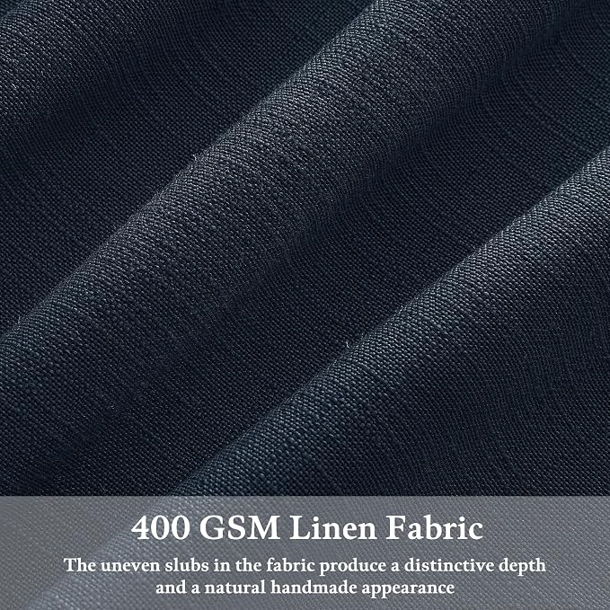 Navy Blue Pinch Pleat Light Filtering Thick Linen Curtains 102 Inches Long | - Image 3