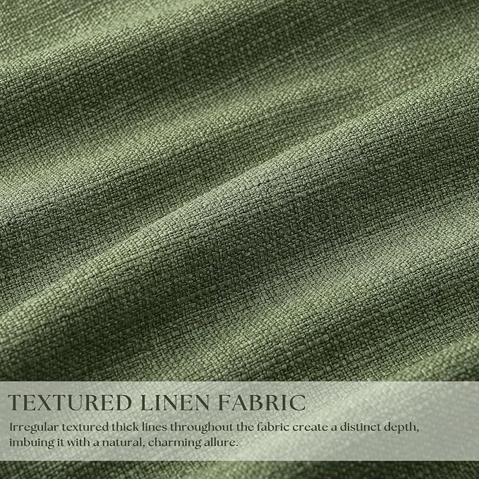 105 Inch Olive Green Linen Pinch Pleated Blackout Curtains - Image 3