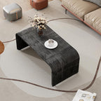 Minimalist Coffee Table with Curved Art Deco Design, Wood Rectangle Center Table - Image 2