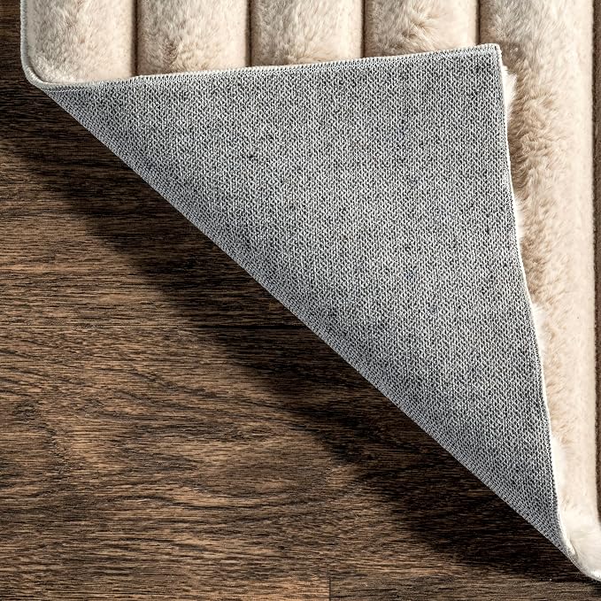 nuLOOM Kai Beige Striped Washable Area Rug - Image 4