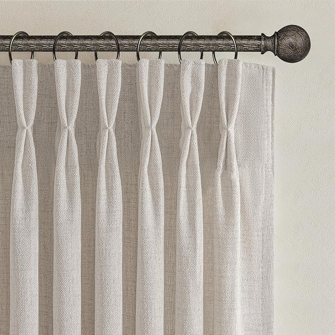 Greyish Brown Thick Linen 104 Inch High Ceiling Curtains - Image 2