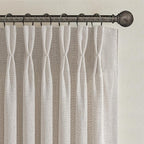 Extra Wide Pleated Thick Linen Semi Sheer Curtains 96 Inches Long - Image 2
