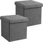 Ornavo Home 2 Pack 15 Inch Folding Storage Ottoman by OrnavoHome
