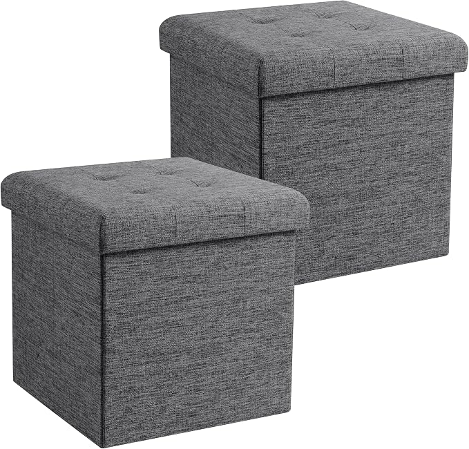 Ornavo Home 2 Pack 15 Inch Folding Storage Ottoman by OrnavoHome