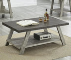 Contemporary Two-Tone Wood Shelf Coffee Table, 48 in Weathered Walnut and Gray - Image 4