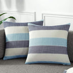 AmHoo Pack of 2 Farmhouse Stripe Check Throw Pillow Covers Set Case Cotton by AmHootextile