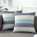 AmHoo Pack of 2 Farmhouse Stripe Check Throw Pillow Covers Set Case Cotton by AmHootextile