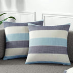 AmHoo Pack of 2 Farmhouse Stripe Check Throw Pillow Covers Set Case Cotton by AmHootextile