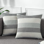 AmHoo Pack of 2 Farmhouse Stripe Check Throw Pillow Covers Set Case Cotton by AmHootextile