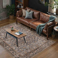 3x5 Brown Blue Vintage Floral Washable Area Rug by HUGEAR