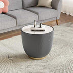 Round Marble Coffee Table Set of 2, 2 Piece White Coffee Table and End Table - Image 7