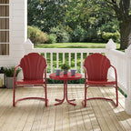 Crosley Furniture Tulip 3-Piece Outdoor Chair and Side Table Set, Retro Metal - Image 7