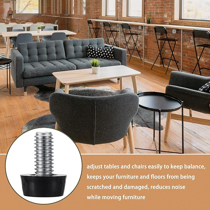 5/16“-18 UNC Thread Adjustable Furniture Levelers Screw in Threaded, Galvanized - Image 6