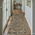 2x6 Brown Retro Floral Washable Runner Rug by HUGEAR