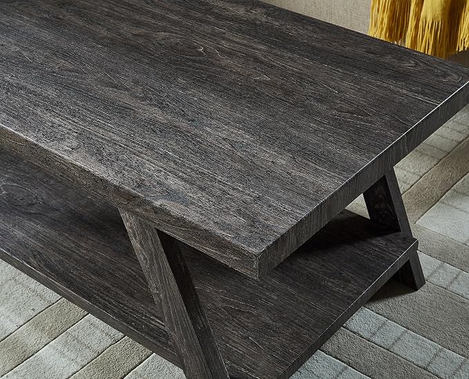 Roundhill Furniture Athens Contemporary 3-Piece Wood Shelf Coffee Table Set - Image 6