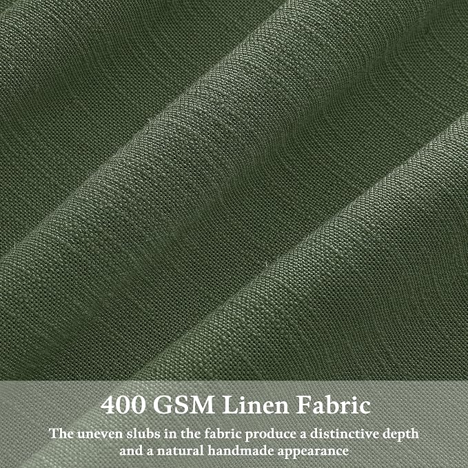 Green Pinch Pleated Linen Light Filter Memory Shape Curtains 90 Inch Long | - Image 3