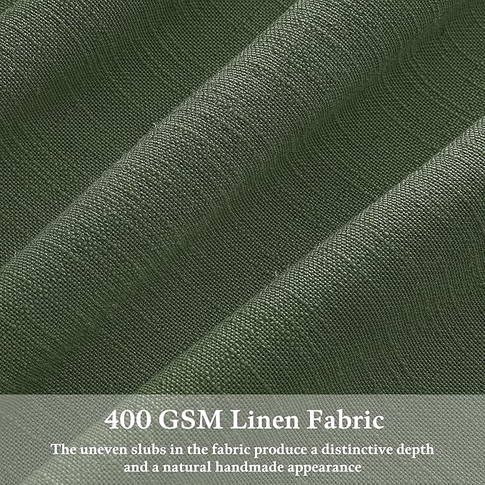 102 Inch Green Linen Blend Semi Sheer Pinch Pleat Memory Shape Curtains 50W | - Image 3