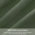 102 Inch Green Linen Blend Semi Sheer Pinch Pleat Memory Shape Curtains 50W | - Image 3