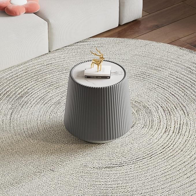 19.68" Round Marble End Table, Modern Cup Shaped Side Table - Image 4