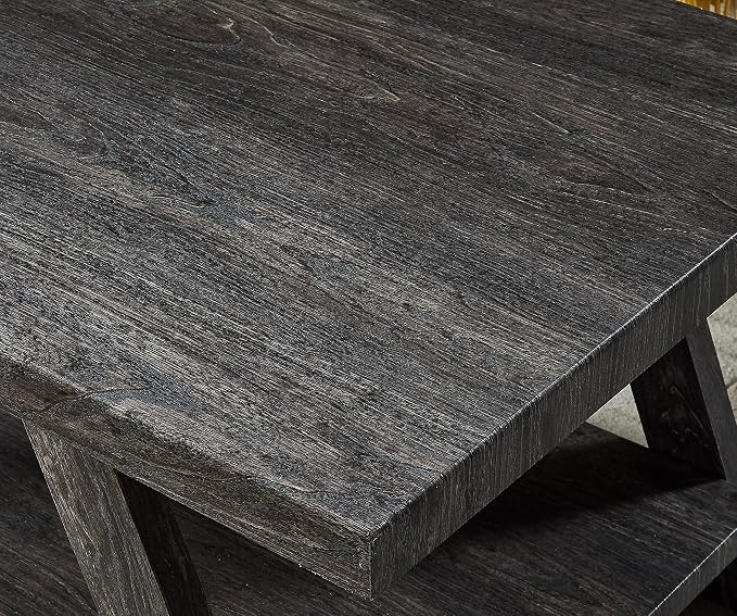 Contemporary Wood Coffee Table 48 in, Charcoal Living Room Table - Image 5